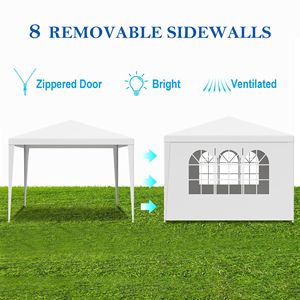 Pergola a Spirale in Tessuto PE Bianco 3x3m con 4 Lati Rimovibili, Tenda per Matrimoni ed Eventi all'Aperto con 3x3m a 4 Lati (Due Porte) - Product Image 2