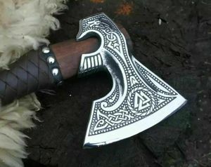 Best Value Hand Forged Stainless Steel Viking <b>Axe</b> with <b>Wood</b> Handle Valhalla Camping & Hunting Hatchet for Survival - Product Image 2