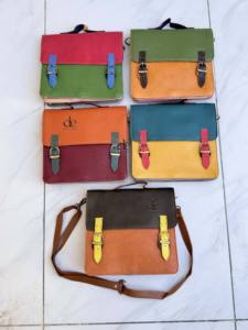 Bolso de mano de cuero reciclado, monedero multicolor para mujer, elegante, de cuero genuino, recién llegado, multiusos, bandolera de hombro para uso de mujer - Product Image 5