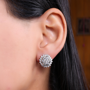 beautiful Floral Diamond Cluster <b>Stud</b> <b>Earrings</b> Sparkling Elegance 925 <b>sterling</b> <b>silver</b> <b>earring</b> for women and girl wear in wedding - Product Image 3