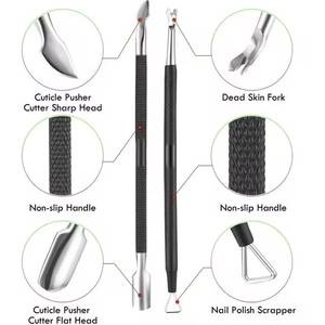 Dual-End Metal <b>Nail</b> Cuticle Pusher Tool Set Reusable Double Head Manicure Salon Grade - Product Image 6