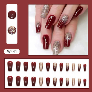 Ongles press-on en ABS de haute qualité avec colle, style français, carrés, longueur moyenne, pour doigts, étiquette privée, emballage personnalisé - Product Image 2