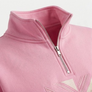 Conjunto de 2 piezas de forro polar rosa para mujer con sudadera con cremallera y estampado geométrico y pantalones cortos por encima de la rodilla, ropa deportiva informal - Product Image 4