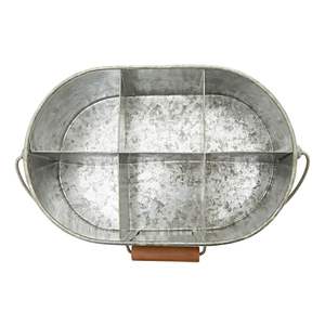 Nuevas Bandejas Decorativas Ovaladas de Metal Galvanizado de Zinc, Bandejas Organizadoras para Decoración del Hogar Estilo Rústico, Bandejas para Servir Apilables en Oferta - Product Image 4