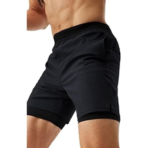 Shorts amples et larges pour hommes, taille haute, en tissu épais, avec logo brodé personnalisé, vente en gros, collection été - Product Image 3