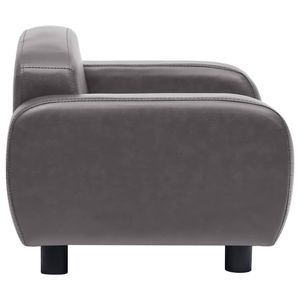Sofá para Perros de Madera de Abeto Maciza en Cuero Sintético Gris (100% Poliuretano), Casas y Muebles para Mascotas - Product Image 5