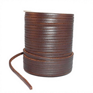 Hot Sale High Quality 4x3mm Tan Brown Flat <b>Leather</b> Laces Fashionable DIY Craft Cord Accessory for Jewelry Wholesale Findings - Product Image 1