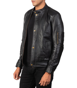 Crew Neck Genuine Sheepskin Leather Rebel <b>Biker</b> <b>Jacket</b> Outerwear <b>Jackets</b> & Coats Design Your Own Leather Fashion <b>Jacket</b> - Product Image 3
