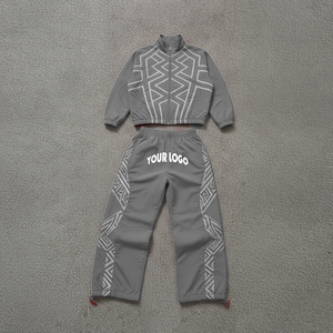 Conjunto de Pantalones Deportivos de Nylon Bordados Extra Grandes para Hombre, Estilo Urbano Holgado, Vintage, Cortavientos, 2 Piezas, Personalizado 2026 - Product Image 2