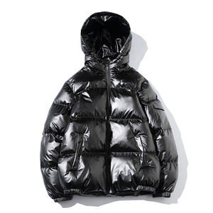 Blouson matelassé à capuche doré pour homme, coupe-vent en polyester avec rembourrage 160g, fermeture éclair, vêtement d'extérieur décontracté pour l'hiver - Product Image 2