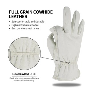 Gants de travail de sécurité jaunes en cuir pleine fleur de haute qualité pour conducteurs - Product Image 4