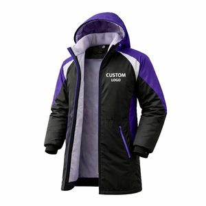 Professional Swim Parka <b>Jacket</b> Black Purple Waterproof Windproof <b>Long</b> Hooded Coat with Warm Fleece Inner Custom Logo Available - Product Image 4