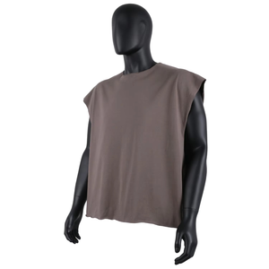 Camiseta sin mangas oversize para hombre, de algodón grueso, con hombros caídos, personalizable con logo, para gimnasio, estilo urbano. - Product Image 5
