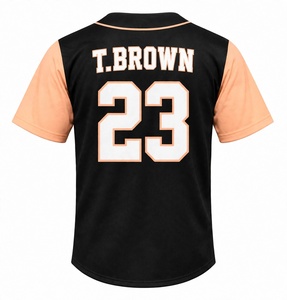 Camiseta de Béisbol Negra Sublimada Personalizada con Botones, Uniforme de Equipo, Nombre y Número 23 Cosidos, Transpirable y de Secado Rápido para Hombre - Product Image 3