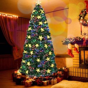 Albero di Natale in Fibra Ottica Pre-Illuminato da 2,1 m con Grandi Stelle e Supporto in Metallo, Abete Verde Artificiale, Materiale Adatto ai Animali Domestici - Product Image 2