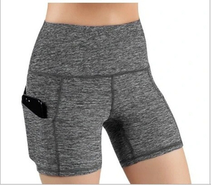 Shorts Deportivos de Cintura Alta para Mujer, Color Azul, Control de Abdomen, para Gimnasio y Ciclismo, con Bolsillos Laterales - Product Image 3
