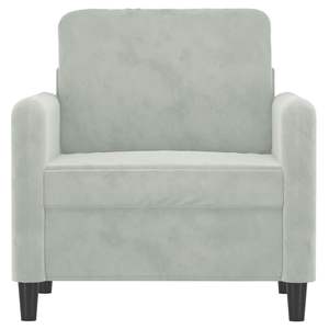 Sillón de Terciopelo Gris Claro 100% Poliéster para Sala de Estar, Material Textilene Metálico - Product Image 3