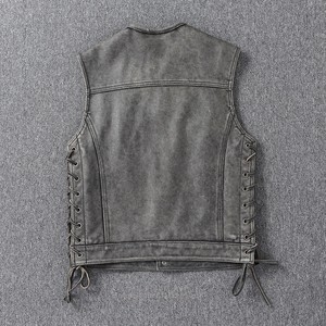 มูเคสตี้ดเสื้อกั๊กผู้ชายแบบไม่มีแขน ผ้า PU ล้างทำความสะอาดได้ ผูกเชือกด้านข้าง ใส่ได้ทุกฤดู กันลม สำหรับขี่มอเตอร์ไซค์ น้ำหนัก 440 กรัม - Product Image 6
