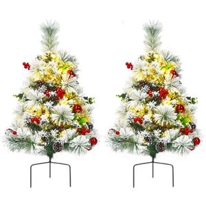 2 Pre-Lit Pathway Flocked Christmas Trees 15.5\" X 15.5\" X 29\" (L X W X H) - Product Image 5