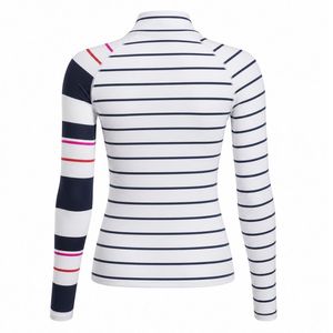 Camisa de Golf de Manga Larga a Rayas Blancas y Azul Marino para Mujer, Top Deportivo de Alto Rendimiento, Ropa Casual para Entrenamiento al Aire Libre, Ropa Deportiva para Golf - Product Image 2