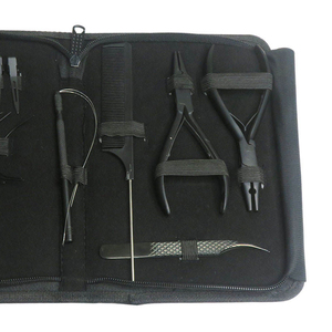 Kit d'outils de pose d'extensions capillaires en gros : Pince à sertir pour micro-anneaux, outil de tirage à boucle, ciseaux de barbier, pinces à aiguilles et peigne à cheveux - Product Image 3