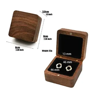 Wooden Jewelry <b>Box</b> Velvet Lined <b>Gift</b> Case for Stud <b>Earrings</b> Compact Packaging <b>Box</b> for Women - Product Image 4