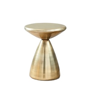 Linea Exports Inc Metal Hammered Gold Plating Sitting <b>Round</b> Stool & Side <b>Table</b> for Home and <b>Garden</b> Simple Pattern Hammered Look - Product Image 1