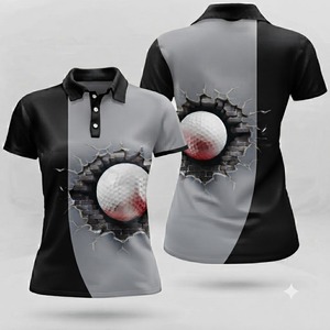 Camiseta Deportiva de Golf Cómoda en Gris y Azul Marino, Personalizable, para Mujer, de Manga Corta, Ropa Deportiva de Alto Rendimiento - Product Image 6