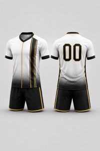 Créez votre propre ensemble d'uniformes de football pour hommes adultes de haute qualité, personnalisé, en polyester 100% respirant, à col en V et manches courtes - Product Image 1