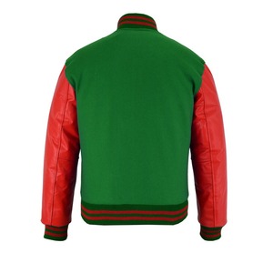 แจ็คเก็ตวาร์ซิตี้ขนสัตว์สีเขียวขายดีที่สุดปี 2026 พร้อมแขนหนังสีแดงสำหรับผู้ชาย คุณภาพสูง 100% ขั้นต่ำในการสั่งซื้อน้อย แจ็คเก็ตแฟชั่นแบบมีฮีตเตอร์ - Product Image 2