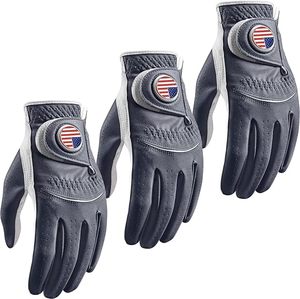 Gants de golf en cuir à doigts entiers avec patch drapeau américain, fermeture antidérapante à boucle et crochets, unisexe, toutes saisons, pour le sport - Product Image 1