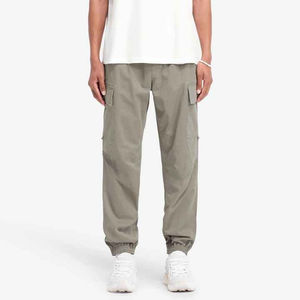 Pantalon cargo décontracté tendance pour homme, coupe droite, avec revers ajustables, coloris Noir, Stone, Olive, taille mi-haute, logo, style streetwear, entrejambe bas - Product Image 6