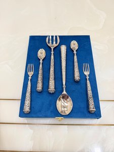 Juego de Cuchara y Tenedor de Plata Alemana, Plateado en Platino, Cubertería Vintage, Regalos para la Mesa - Product Image 2