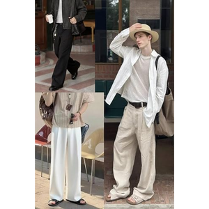 กางเกงผ้าลินินผู้ชายทรงหลวมสบายๆ สำหรับฤดูร้อน กางเกงชายหาดเอวยางยืด น้ำหนักเบา ระบายอากาศได้ดี สวมใส่สบาย - Product Image 6