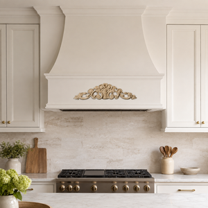 Applique décorative sculptée en bois massif motif floral pour armoires de cuisine - Product Image 3