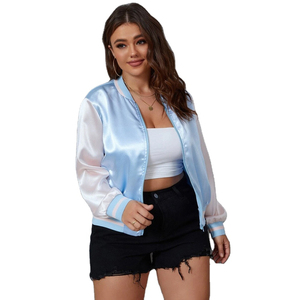 Veste universitaire en satin personnalisable pour femmes avec manches en simili cuir et design personnalisé brodé, manteaux de haute qualité pour femmes - Product Image 1