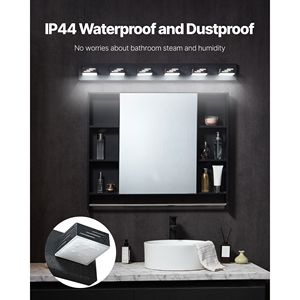 Lámpara de Vanidad LED Moderna de 6 Luces, 40.35 Pulgadas, Acabado Negro, Iluminación de Pared para Baño con Espejo Cromado, IP44 Impermeable - Product Image 5