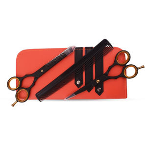 Juego de tijeras profesionales para cortar cabello con tijeras de entresacar y peine de acero inoxidable para hombres, herramientas de peluquería con logo personalizado. - Product Image 4