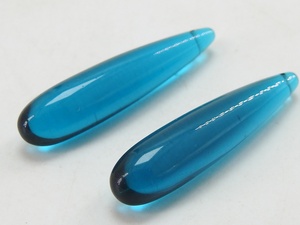 Perles en verre de quartz Paraiba de 35 mm en forme de goutte allongée, paire assortie, pour la fabrication de boucles d'oreilles DIY, matériel de fabrication de bijoux en gros - Product Image 4