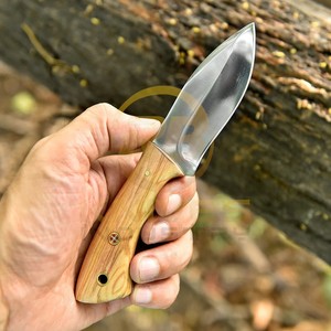 Cuchillo de Camping RB Knives con Mango de Madera, Hoja Fija de Acero de Damasco, Punta Caída, Herramienta de Supervivencia para Exteriores, 8 Pulgadas, 3 Años de Garantía - Product Image 4