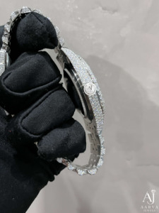 AARVA JEWELS นาฬิกาเพชรหรูหราสำหรับผู้ชาย ตัวเรือนสแตนเลส 41 มม. อะนาล็อกควอตซ์ กันน้ำ 10 บาร์ น้ำหนักเบา - Product Image 6