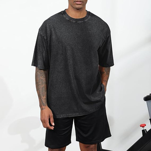 เสื้อยืดคอกลมทรงโอเวอร์ไซส์สำหรับผู้ชาย สีดำ ผ้าฝ้าย 100% หนานุ่ม ไม่หดตัว ระบายอากาศได้ดี เป็นมิตรต่อสิ่งแวดล้อม สไตล์สตรีทแวร์ ไหล่ตก - Product Image 3