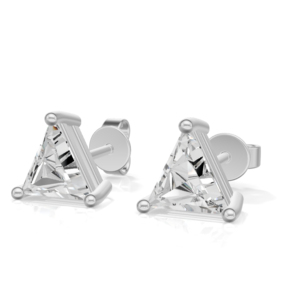 Boucles d'oreilles clous en argent sterling plaqué argent avec moissanite taille triligne, bijoux classiques pour femme, Heerani Jewels Water Triangle - Product Image 1