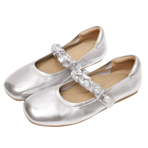 Ann'S Women Genuine Lamb Leather Mary Jane Ballet <b>Flats</b> Pearl Bow Comfort Silver <b>Flat</b> Shoes - Product Image 1