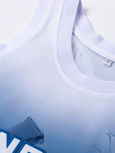 Camiseta de Baloncesto Degradada para Hombre, Azul y Blanco, con Nombre y Número Personalizados, Sublimada, sin Mangas, Uniforme de Equipo - Product Image 3