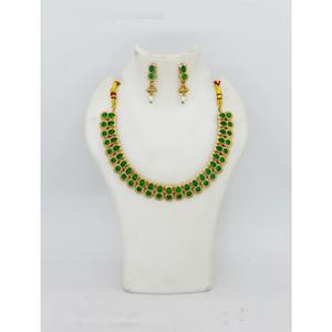 Ensemble de collier en pierre plaqué or indien et bijoux anciens plaqués or, parures de bijoux artificiels en gros pour femmes - Product Image 1