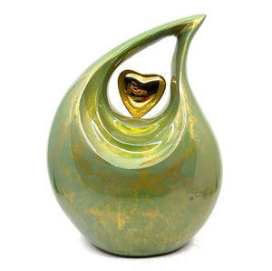 Urnas de Cremación para Adultos AHO, Color Verde Antiguo, Acabado Colorido, Forma de Lágrima y Corazón, para Cenizas Funerarias, 200 Pulgadas Cúbicas, Ecológicas y Duraderas - Product Image 6