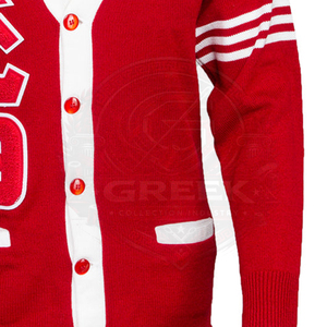 Custom |Delta||Sigma||Theta| DST Women's <b>Cardigans</b> knitted red&white stripes women's sweaters Button up Greek Letter embroidery - Product Image 6