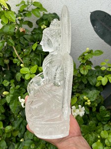 Estatua de Buda de Cuarzo Transparente Grande Tallada a Mano, Escultura de Cristal Única, Decoración para el Hogar, Proveedor Mayorista OEM ODM - Product Image 5