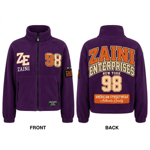 Women 320 GSM Premium Polar Fleece <b>Jacket</b> Purple Soft Warm Full Zip Custom Embroidery Chenille Woven Patch Print Logo - Product Image 1